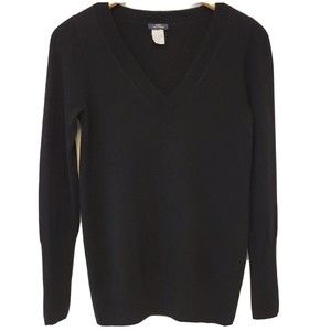 J. Crew 100 % Cashmere Black V-neck  Size S Women Sweater